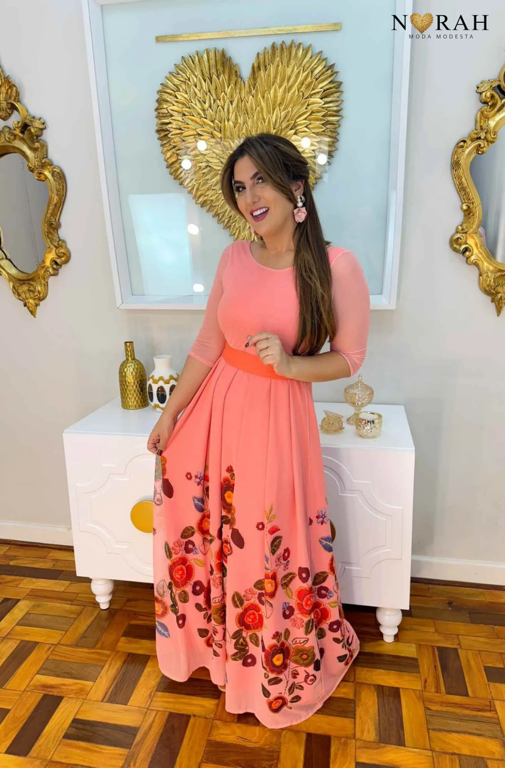 Vestido Jardim Botânico | Longo florido Tule - Pronta entrega