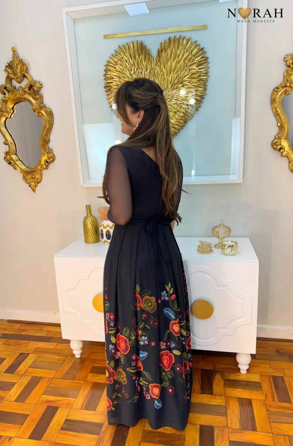 Vestido Jardim Botânico | Longo florido Tule - Pronta entrega