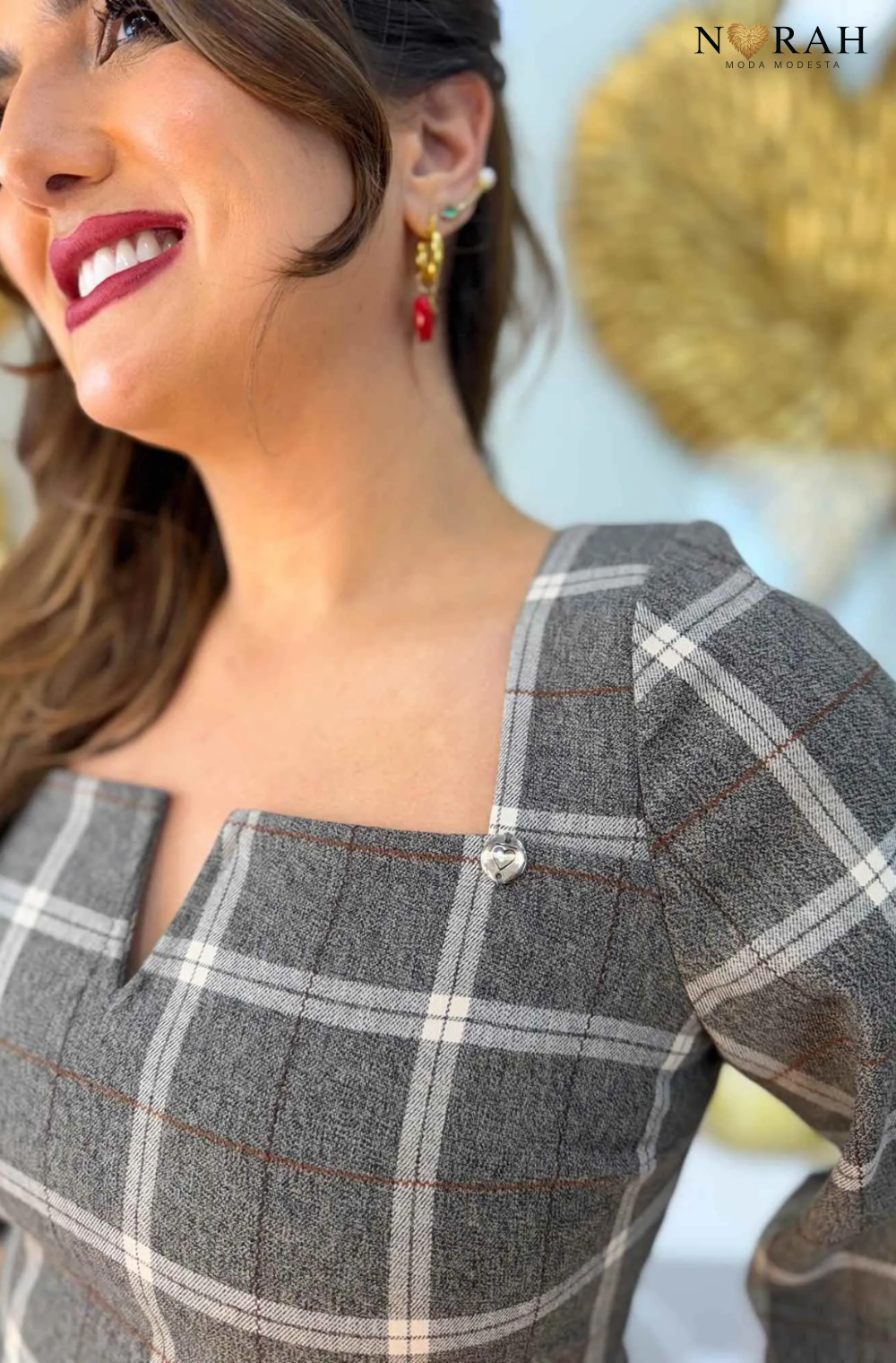 Vestido Angelina | xadrez bengaline longo